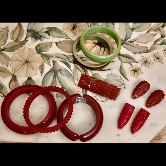 ANTIQUE ESTATE BAKELITE ACCESSORIES HAIR BARRETTES DRESS SHOE